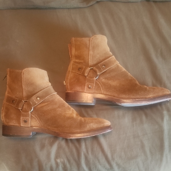 Frye Men's Brown Suede Buckle Boots - Picture 6 of 7